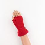 Santacana Merino and Cashmere Fingerless Glove with Leather Ribbon In Red - Big Bag NY