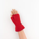 Santacana Merino and Cashmere Fingerless Glove with Leather Ribbon In Red - Big Bag NY