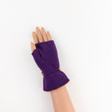 Santacana Merino and Cashmere Fingerless Glove with Leather Ribbon In Purple - Big Bag NY