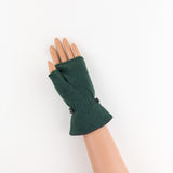 Santacana Merino and Cashmere Fingerless Glove with Leather Ribbon In Forest - Big Bag NY