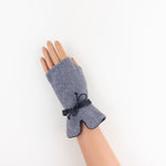 Santacana Merino and Cashmere Fingerless Glove with Leather Ribbon In Grey - Big Bag NY