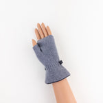 Santacana Merino and Cashmere Fingerless Glove with Leather Ribbon In Grey - Big Bag NY