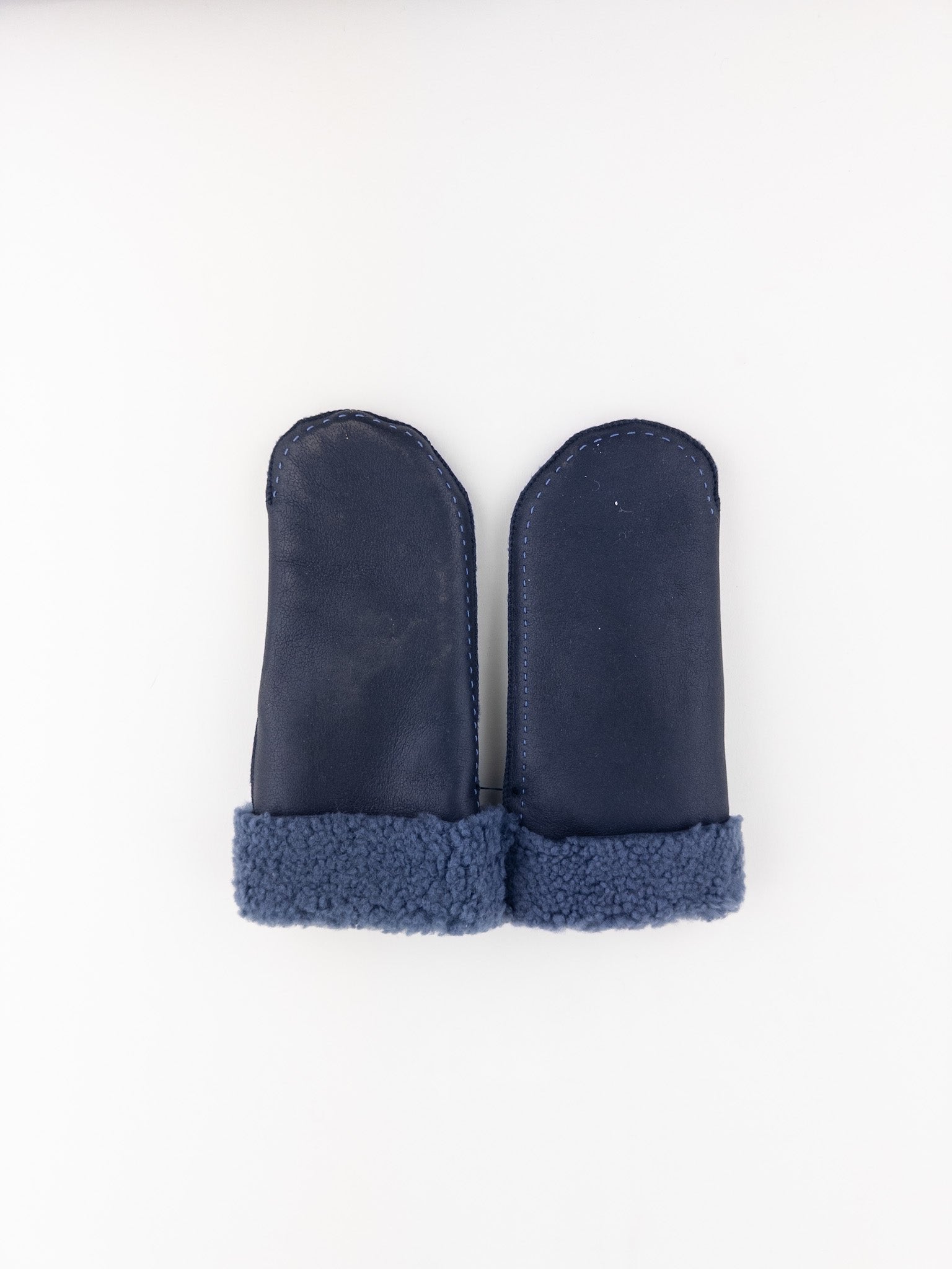 Santacana Shearling Mittens in Navy - Big Bag NY