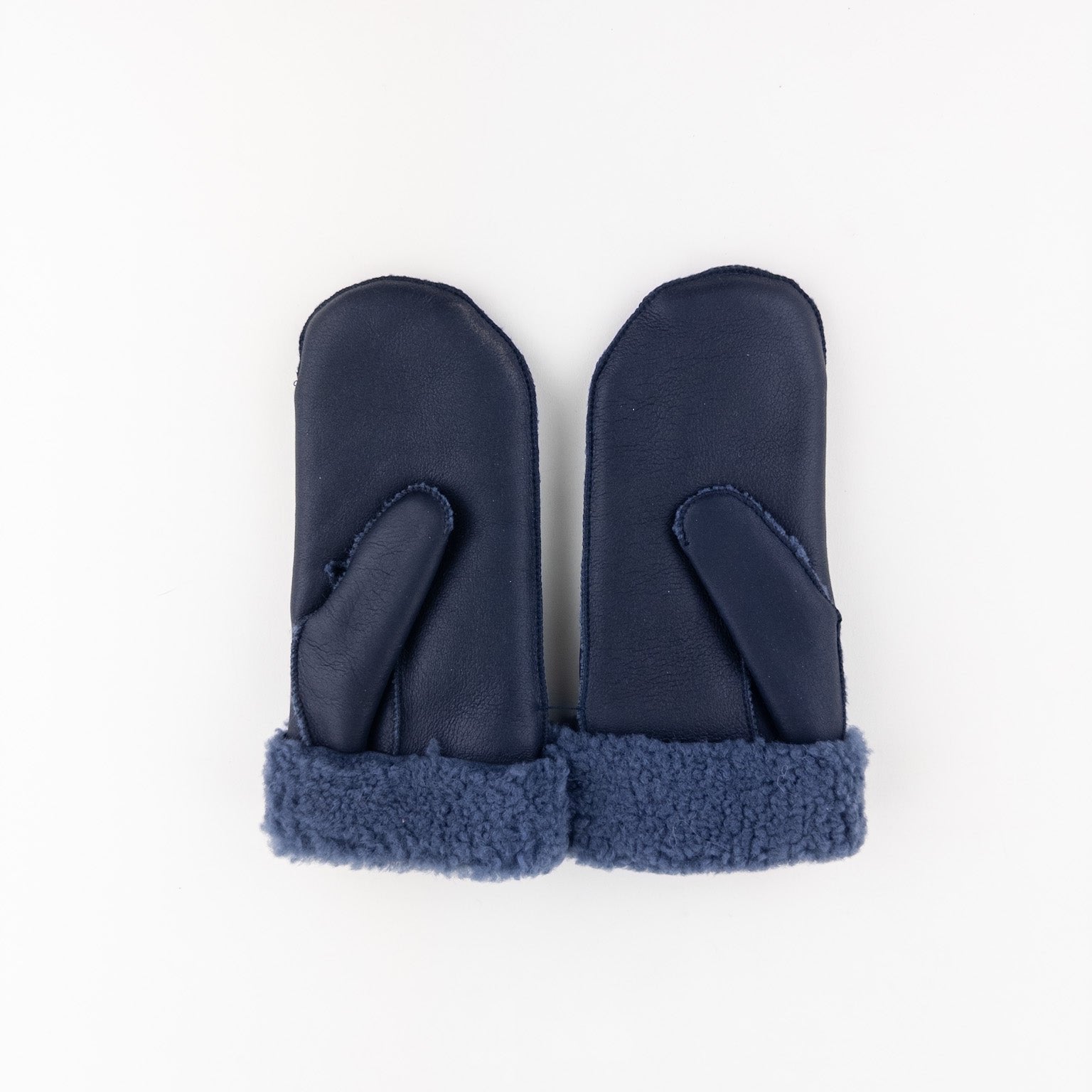 Santacana Shearling Mittens in Navy - Big Bag NY