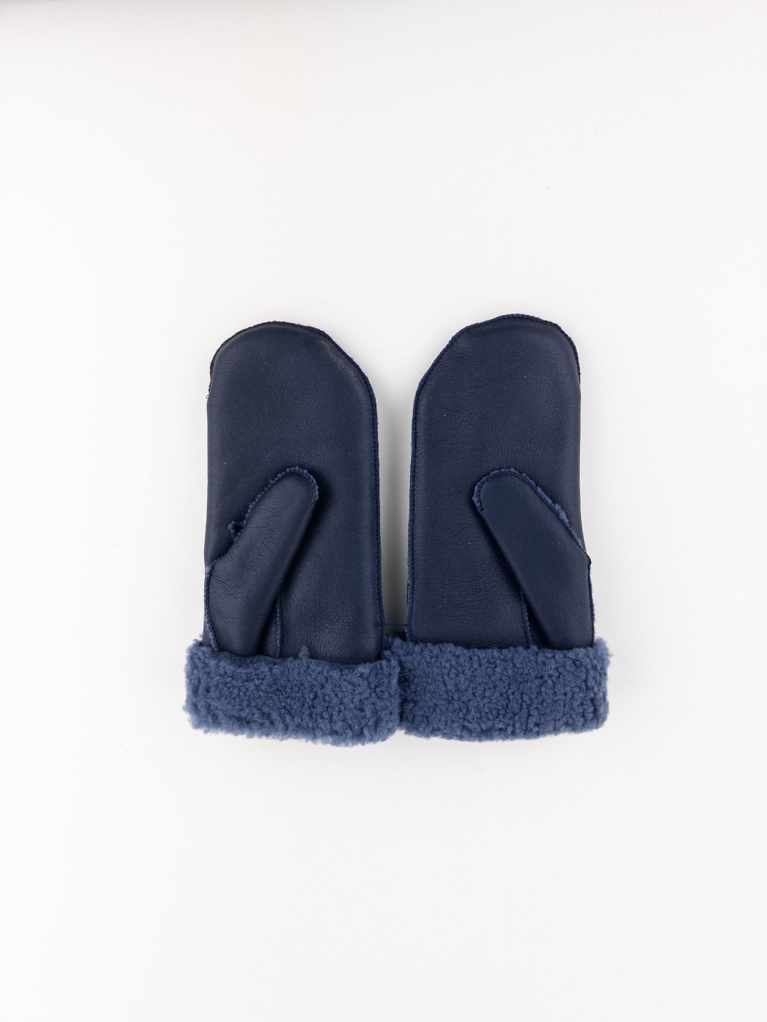 Santacana Shearling Mittens in Navy - Big Bag NY