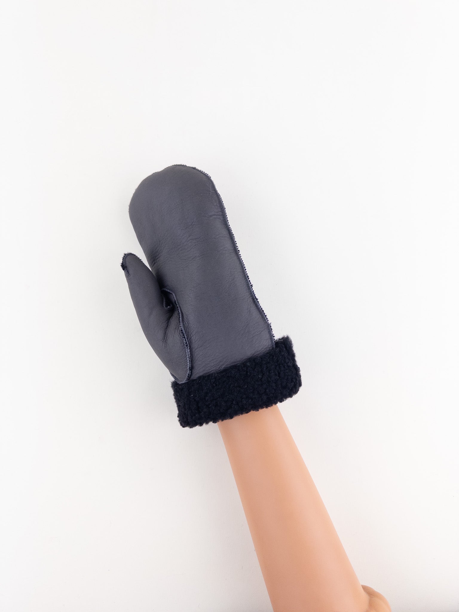 Santacana Shearling Mittens in Black - Big Bag NY