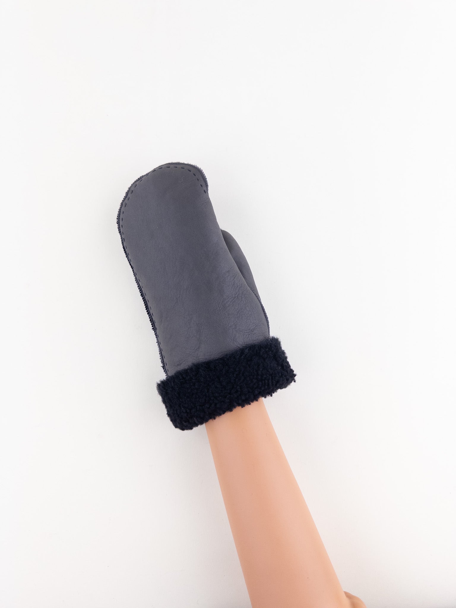 Santacana Shearling Mittens in Black  - Big Bag NY