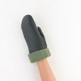 Santacana Shearling Mittens in Green - Big Bag NY