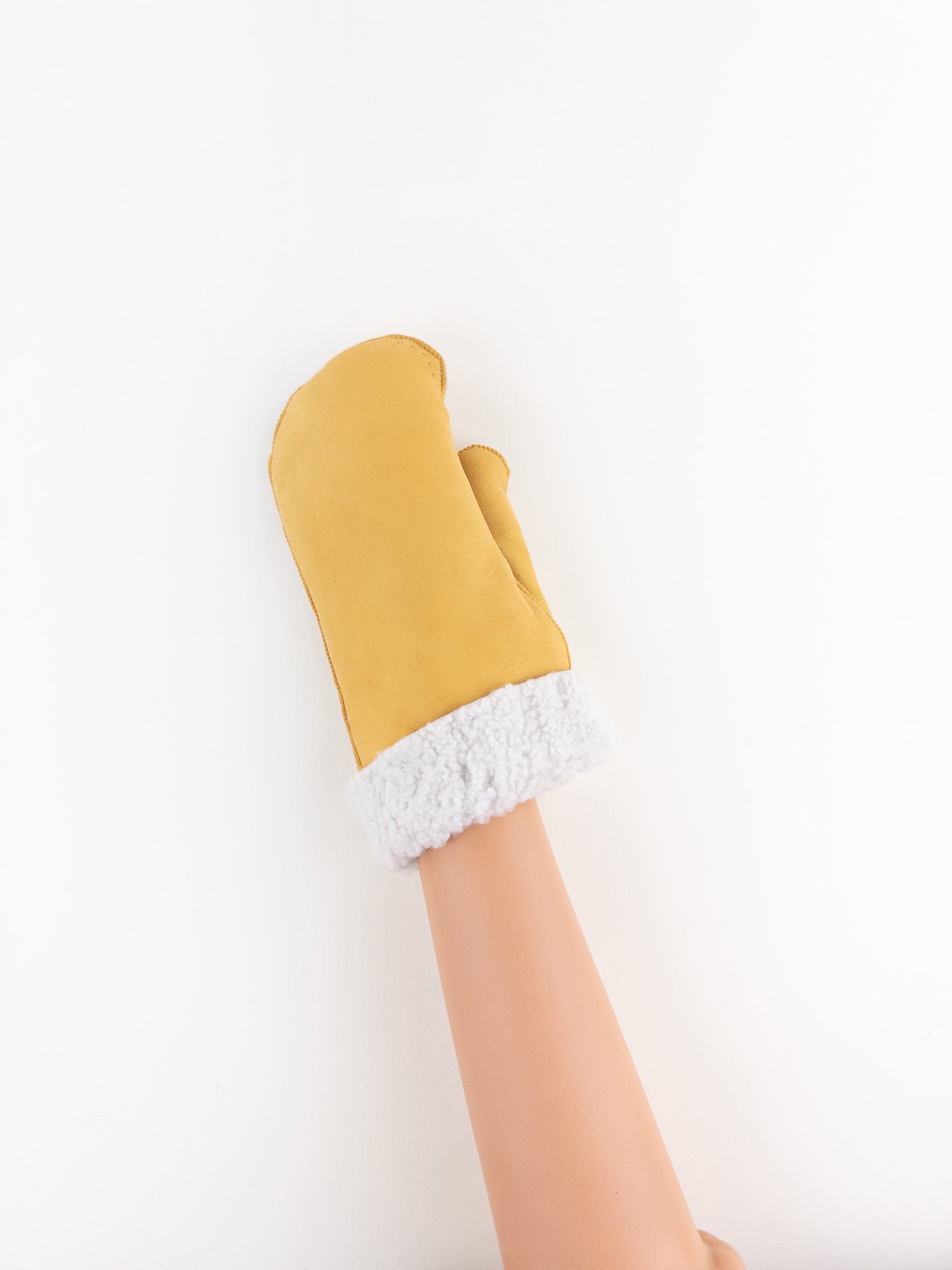 Santacana Shearling Mittens in Yellow - Big Bag NY