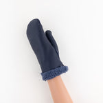 Santacana Shearling Mittens in Navy - Big Bag NY