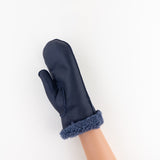 Santacana Shearling Mittens in Navy - Big Bag NY