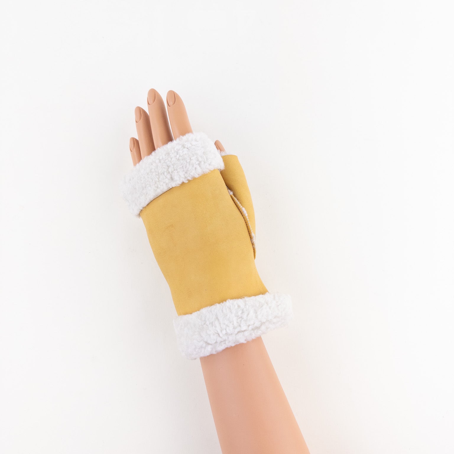 Yellow Santacana Shearling Fingerless Gloves - Big Bag NY