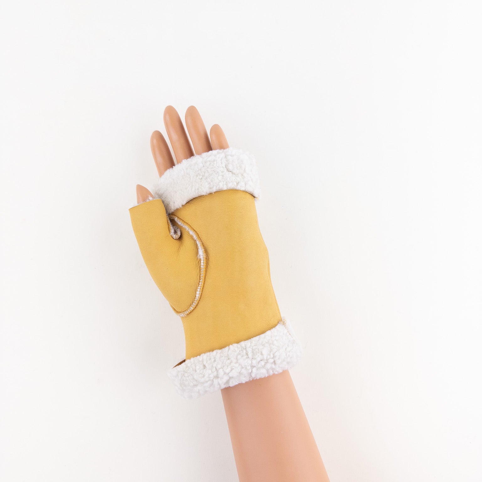 Yellow Santacana Shearling Fingerless Gloves - Big Bag NY