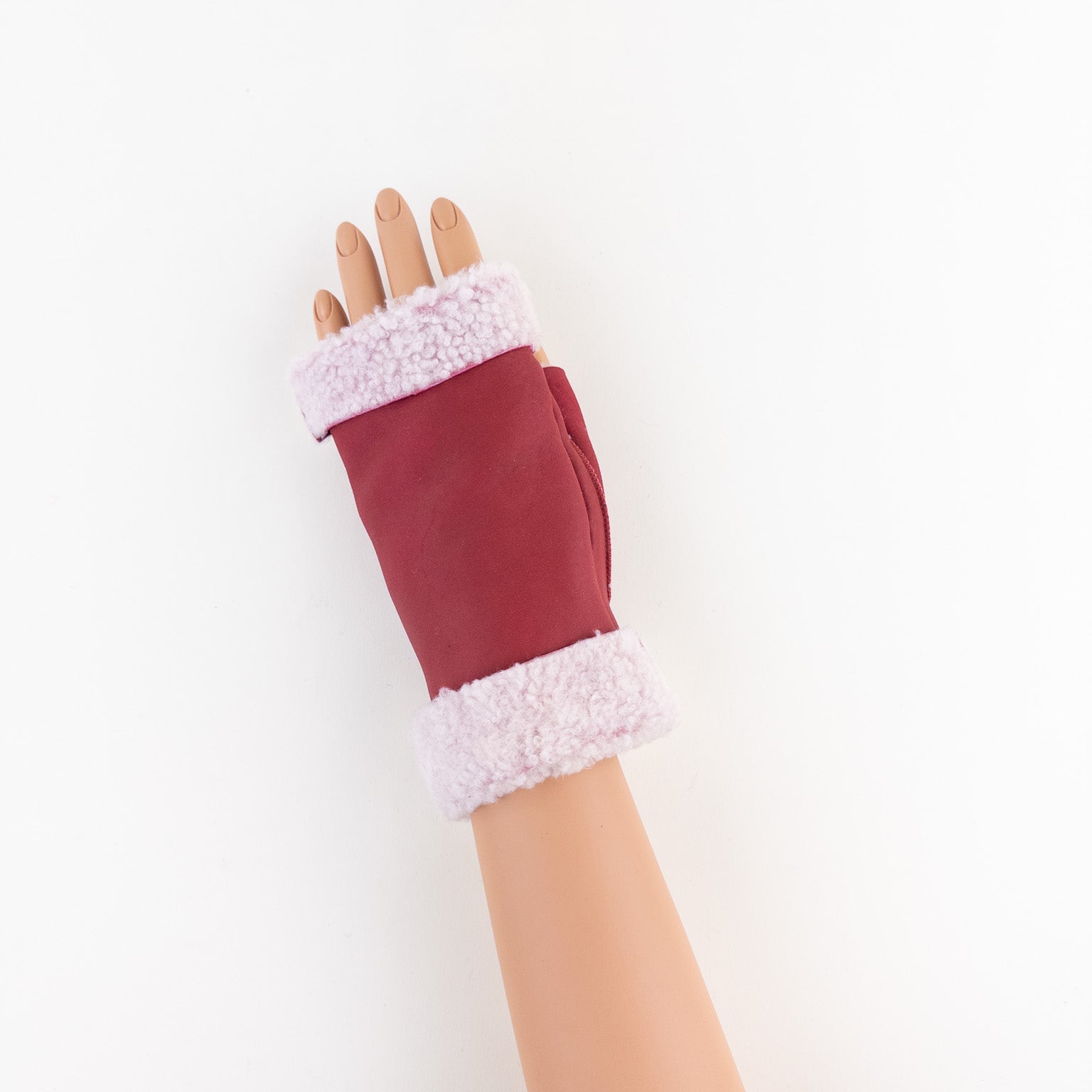 Red Santacana Shearling Fingerless Gloves - Big Bag NY