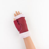 Santacana Pleated Gloves with Bow in Red - Big Bag NY