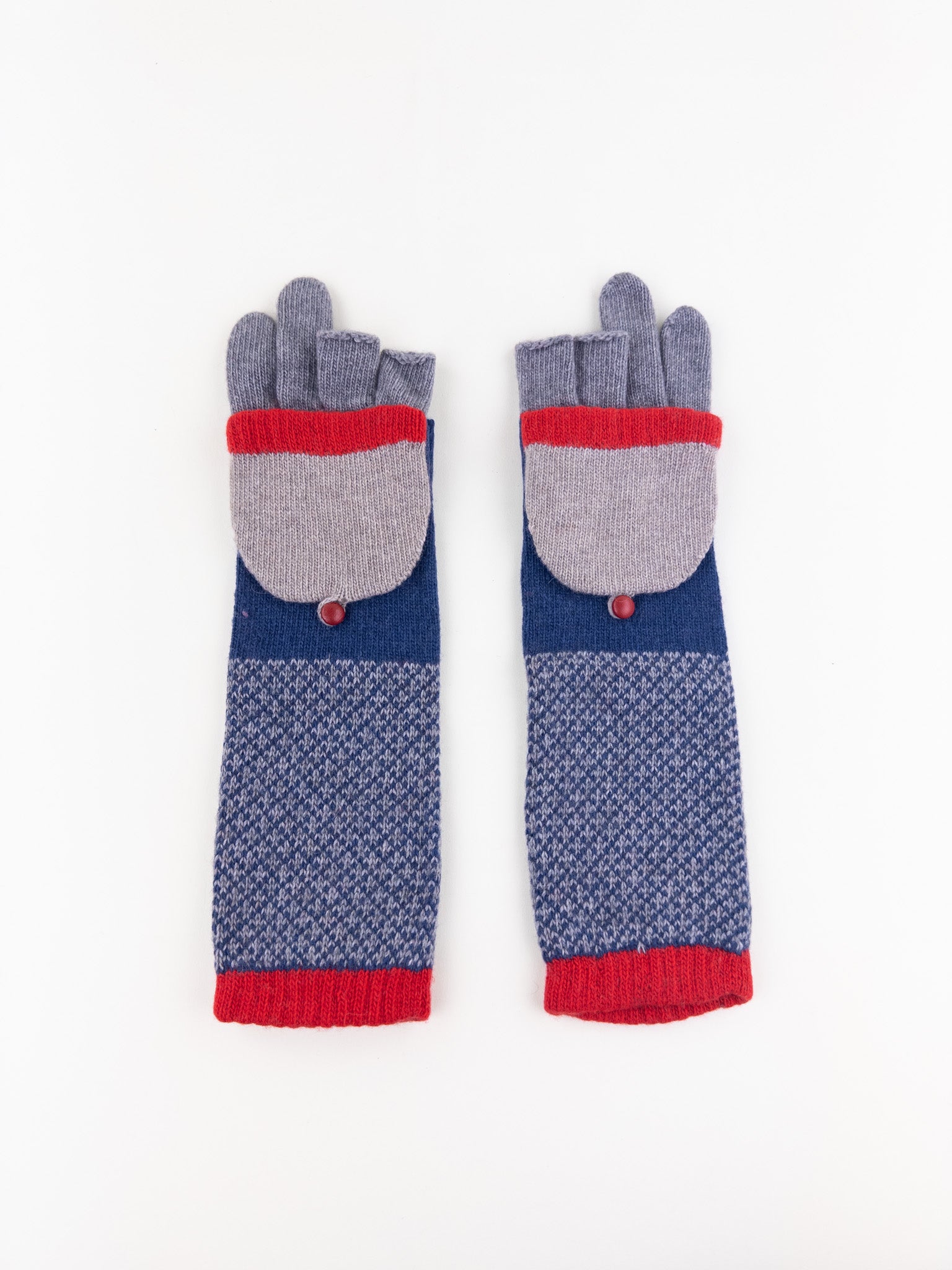 Santacana Cashmere Recycled Wool and Cashmere Long Gloves in Gris Blue - Big Bag NY