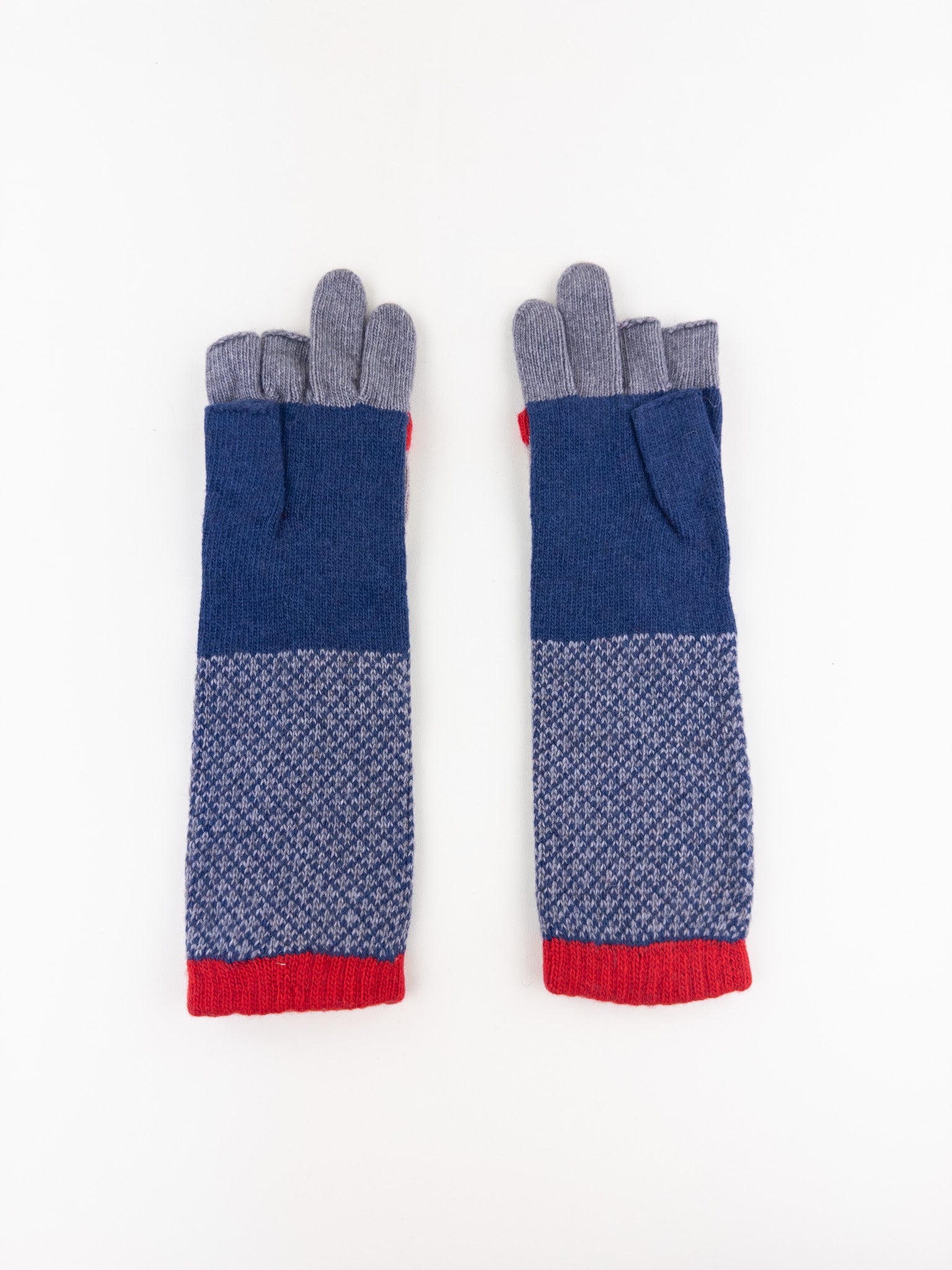 Santacana Cashmere Recycled Wool and Cashmere Long Gloves in Gris Blue - Big Bag NY