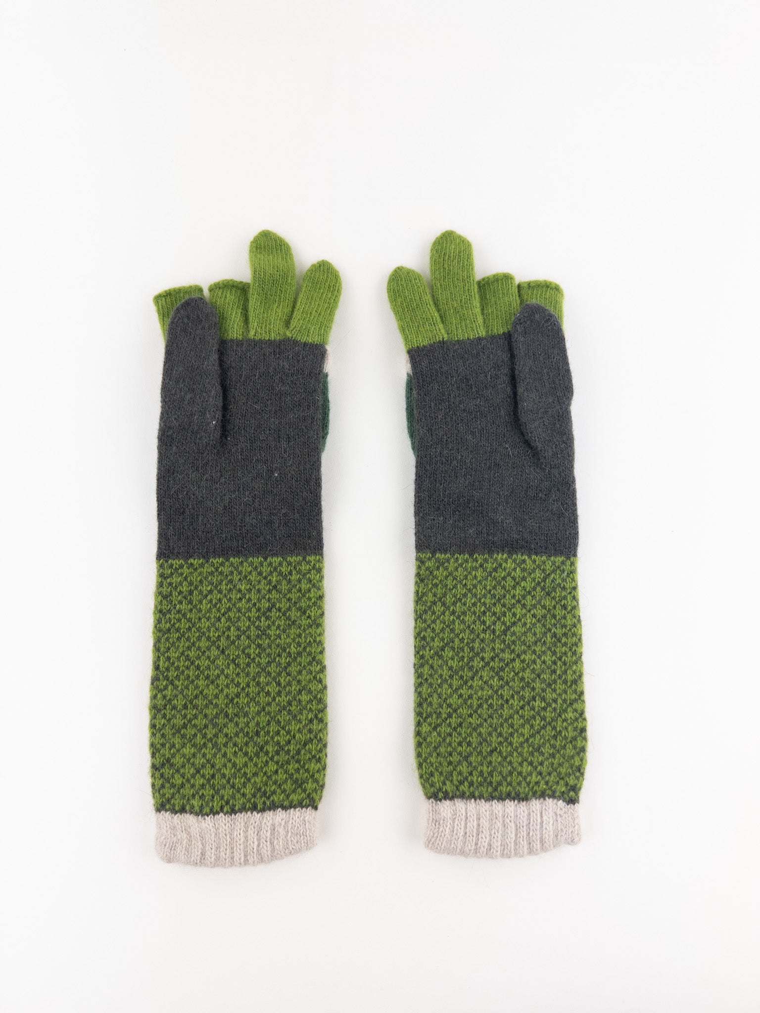 Santacana Cashmere Recycled Wool and Cashmere Long Gloves in Verde - Big Bag NY