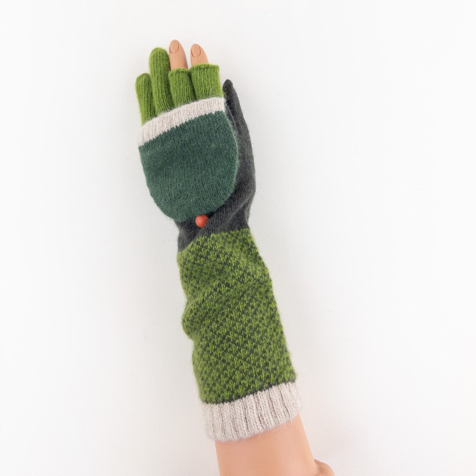 Santacana Cashmere Recycled Wool and Cashmere Long Gloves in Verde - Big Bag NY