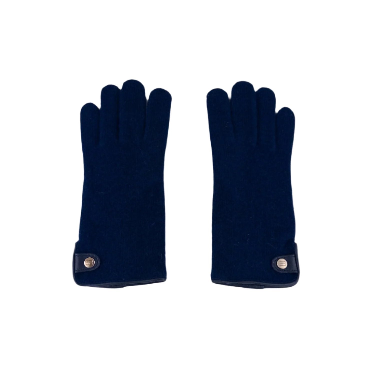 Santacana Cashmere Gloves with Leather Trim In Navy - Big Bag NY