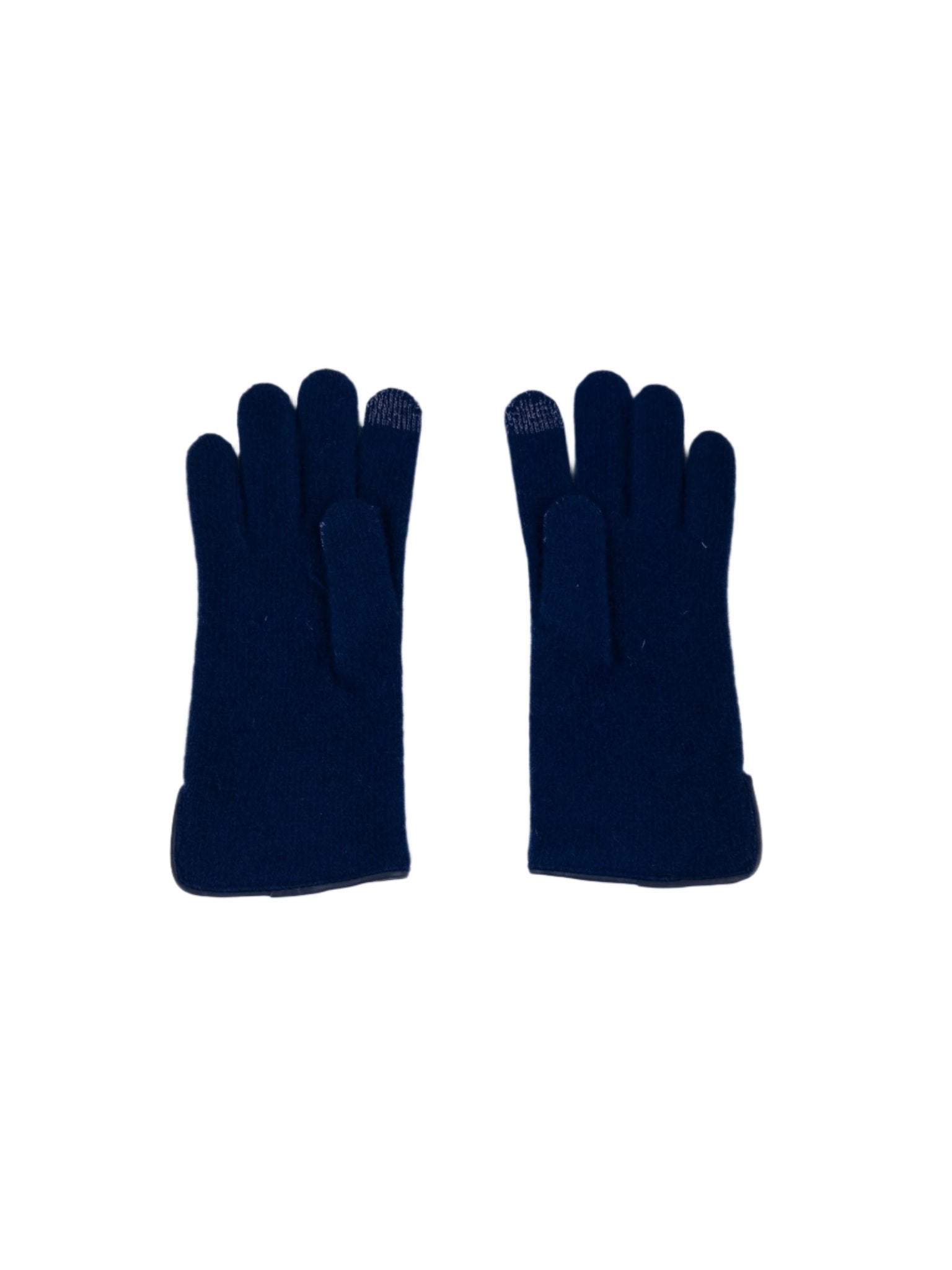 Santacana Cashmere Gloves with Leather Trim In Navy - Big Bag NY