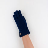 Santacana Cashmere Gloves with Leather Trim In Navy - Big Bag NY