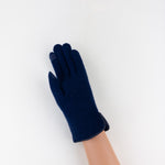 Santacana Cashmere Gloves with Leather Trim In Navy - Big Bag NY