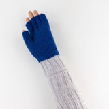 Santacana Two Tone Fingerless Gloves In Grey/Blue - Big Bag NY