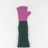 Santacana Two Tone Fingerless Gloves In Green/Pink - Big Bag NY