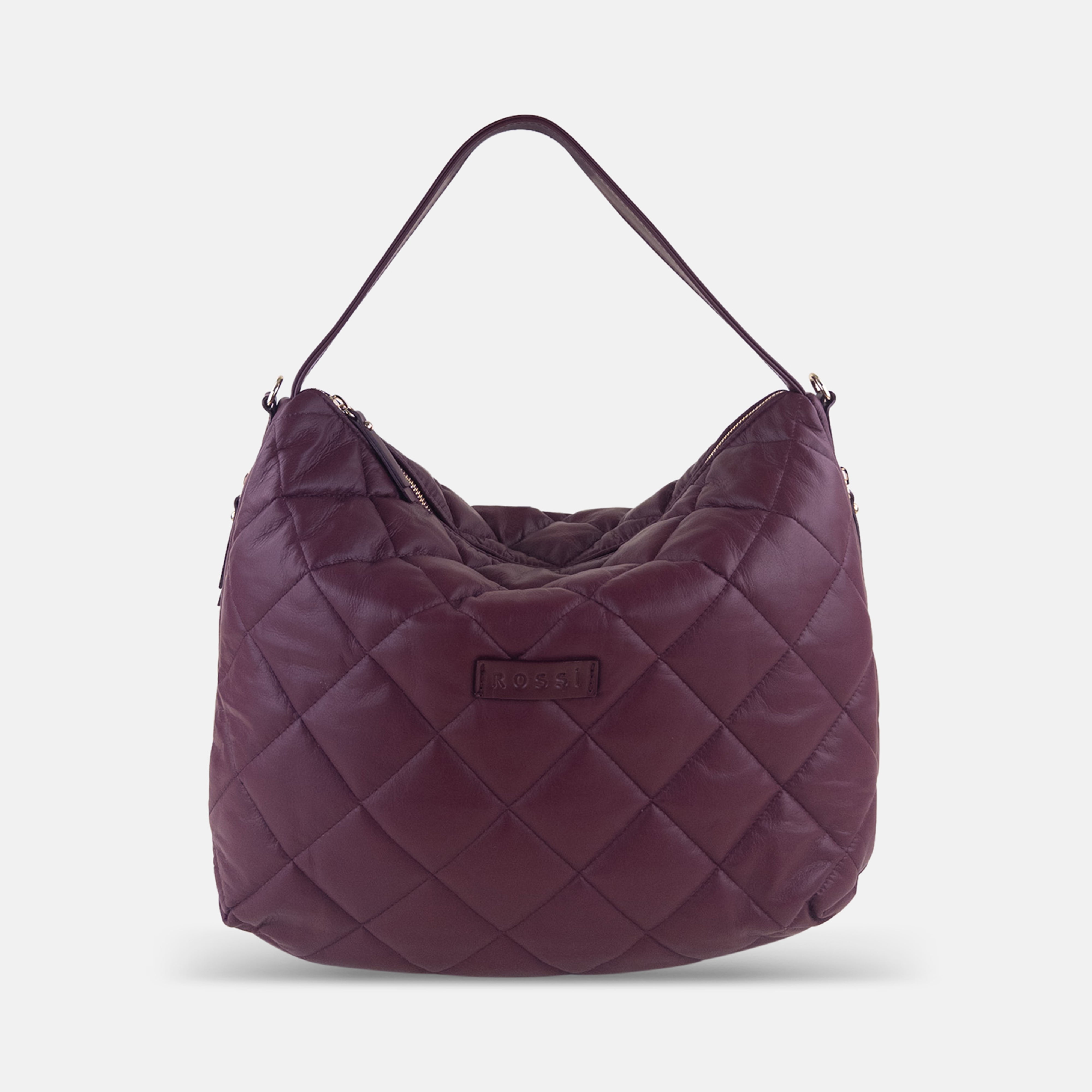 Rossi Quilted Shoulder Bag in Burgundy - Big Bag NY