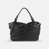 Rossi Buckle Strap Tote in Black - Big Bag NY