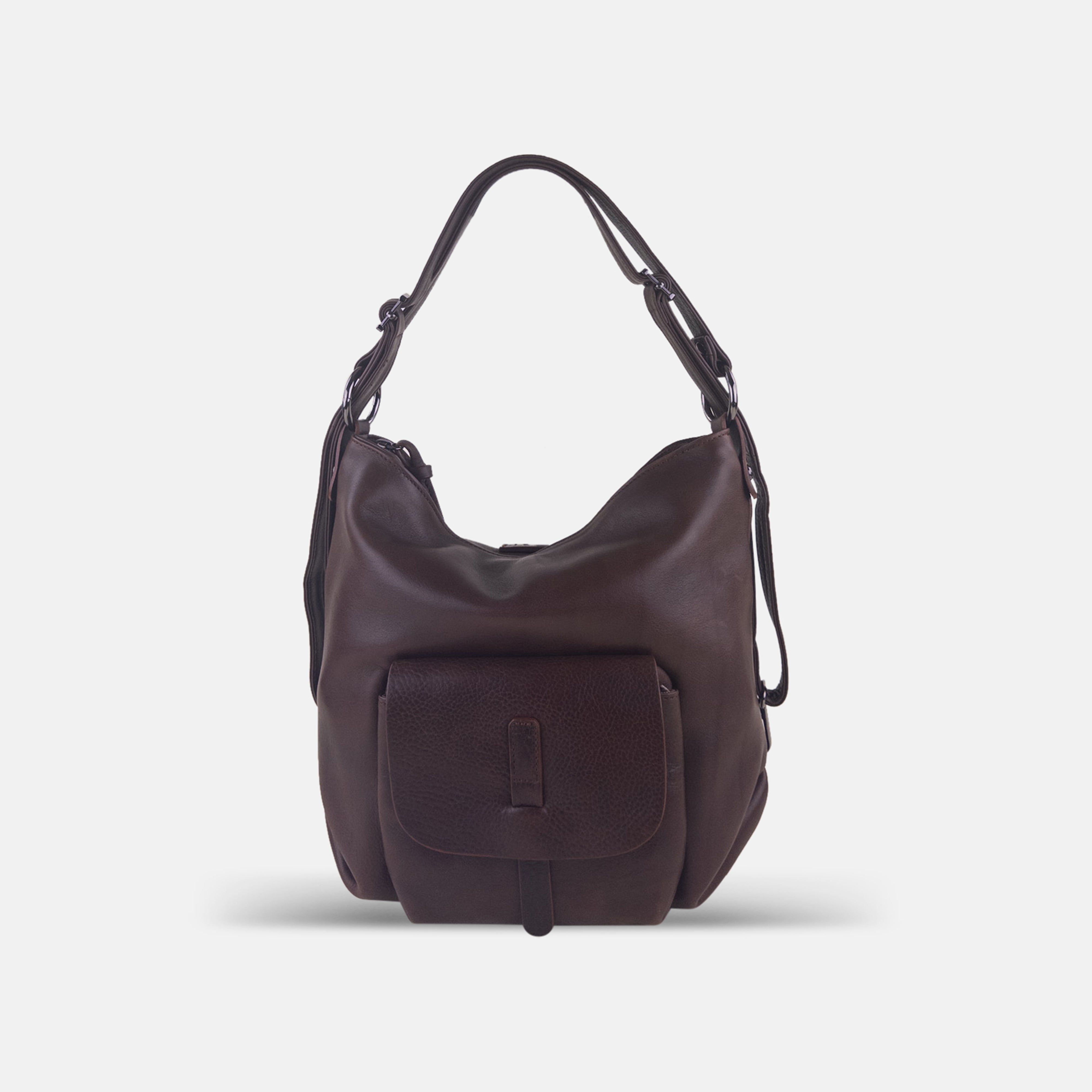 Rossi Convertible 3-Way Leather Bag in Brown - Big Bag NY