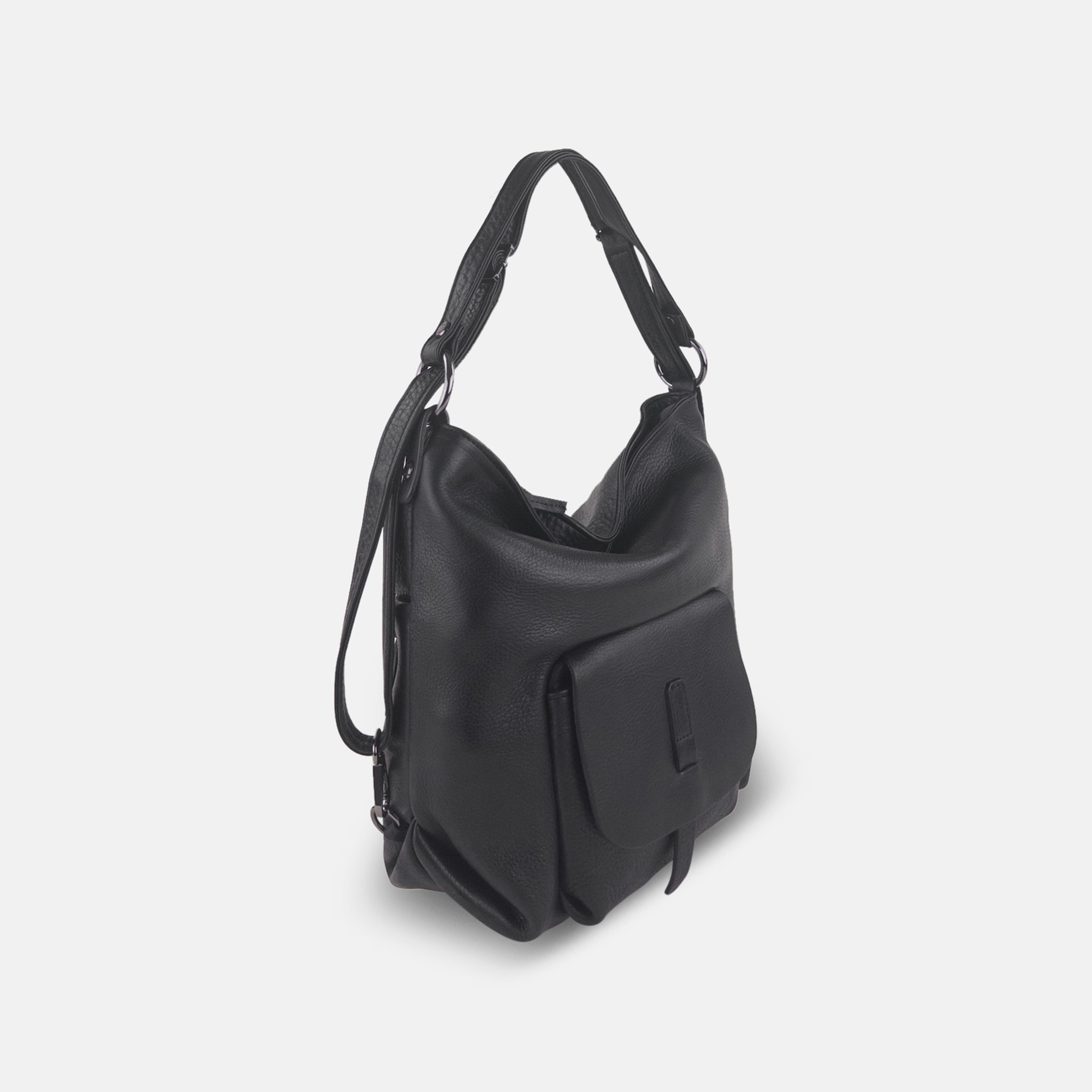 Rossi Convertible 3-Way Leather Bag in Black - Big Bag NY