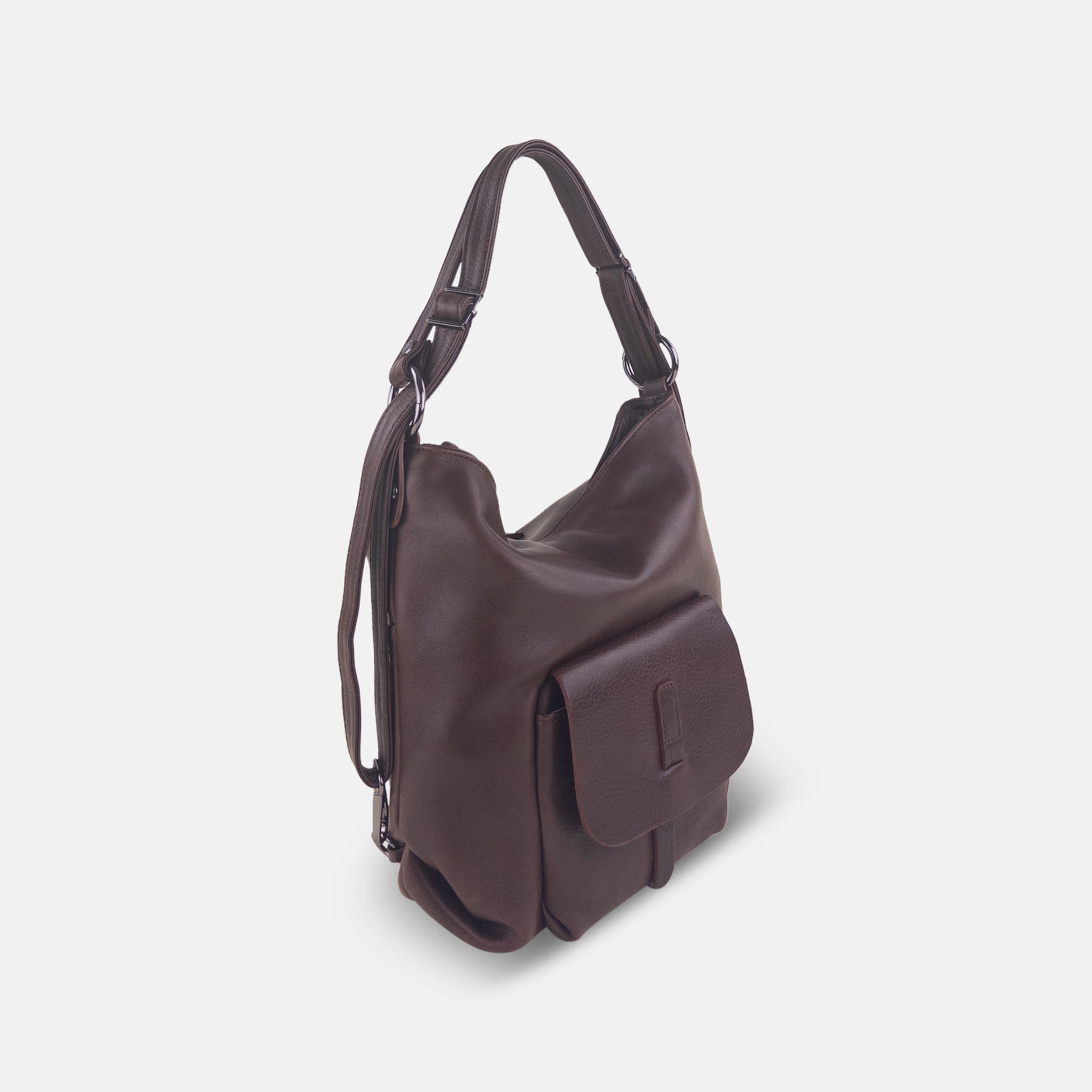 Rossi Convertible 3-Way Leather Bag in Brown - Big Bag NY