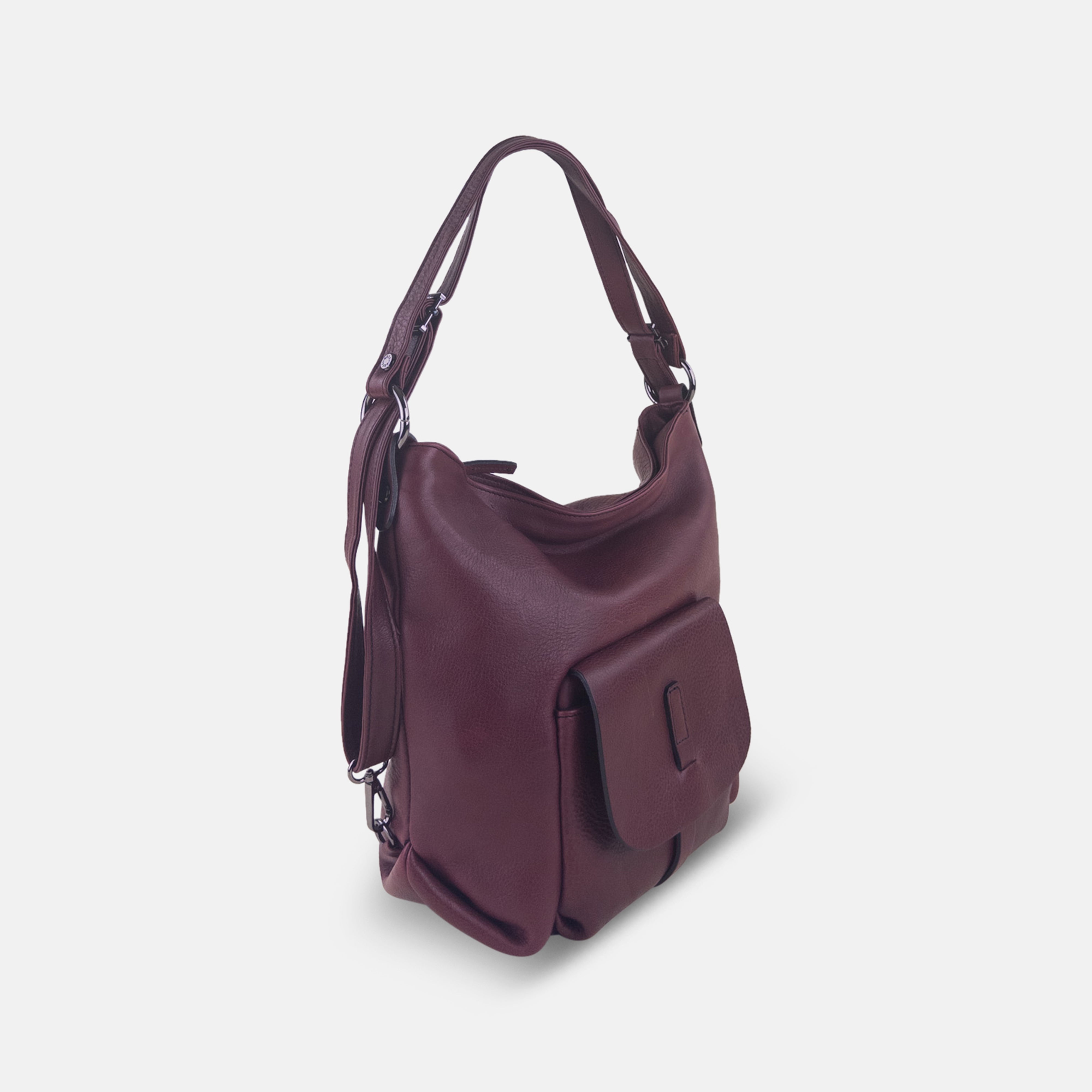 Rossi Convertible 3-Way Leather Bag in Burgundy - Big Bag NY