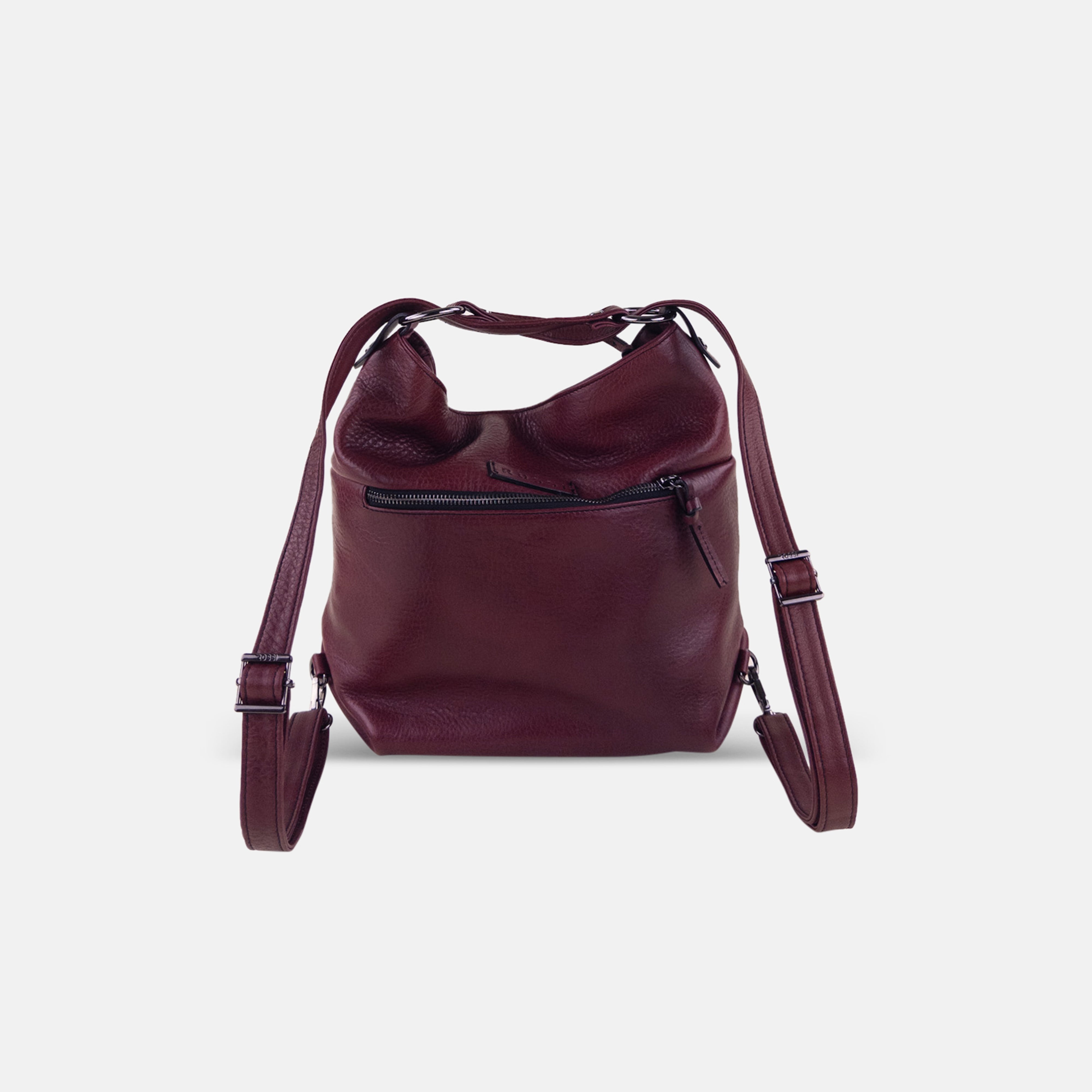 Rossi Convertible 3-Way Leather Bag in Burgundy - Big Bag NY