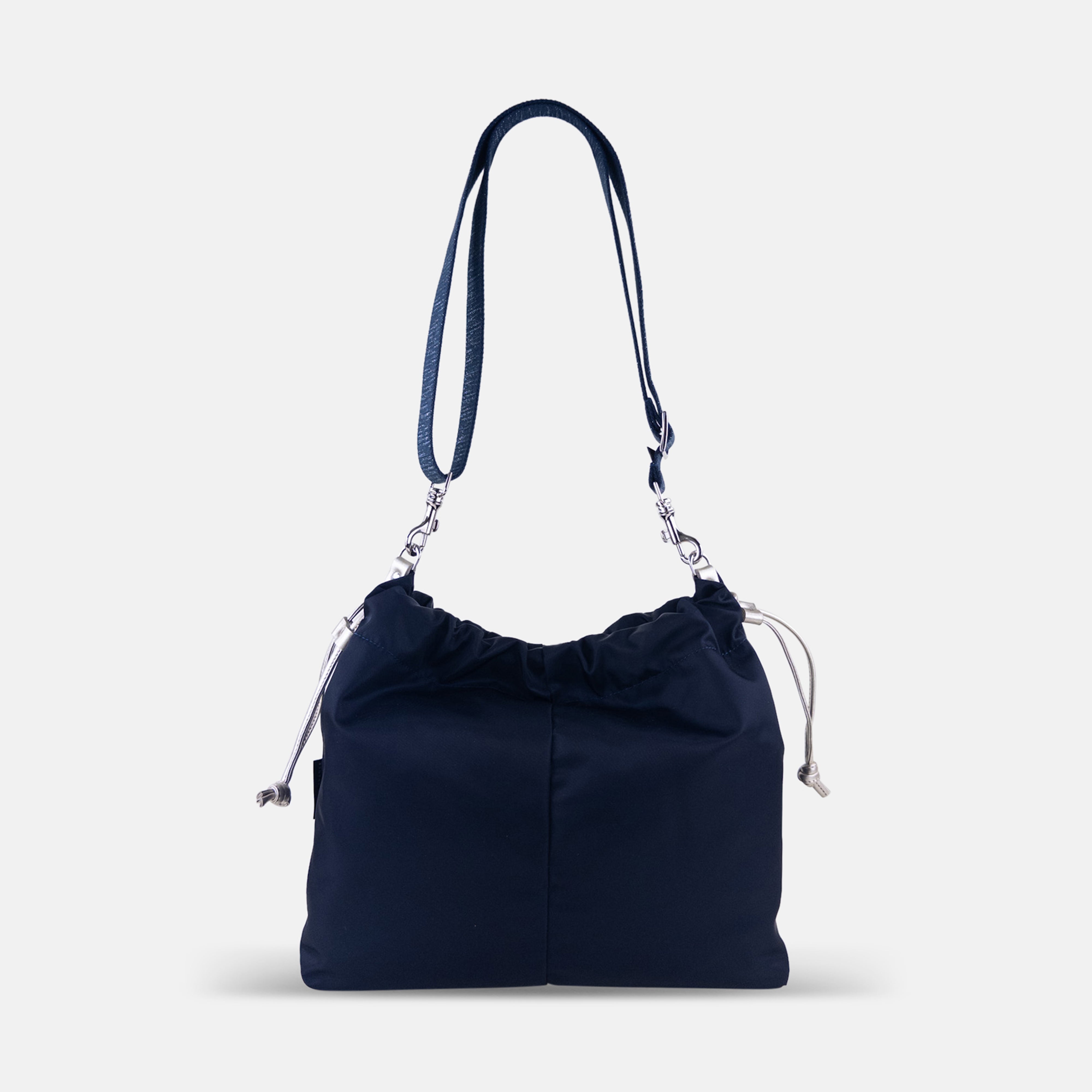 Brontibay Ursula Satin Nylon Crossbody in Navy - Big Bag NY