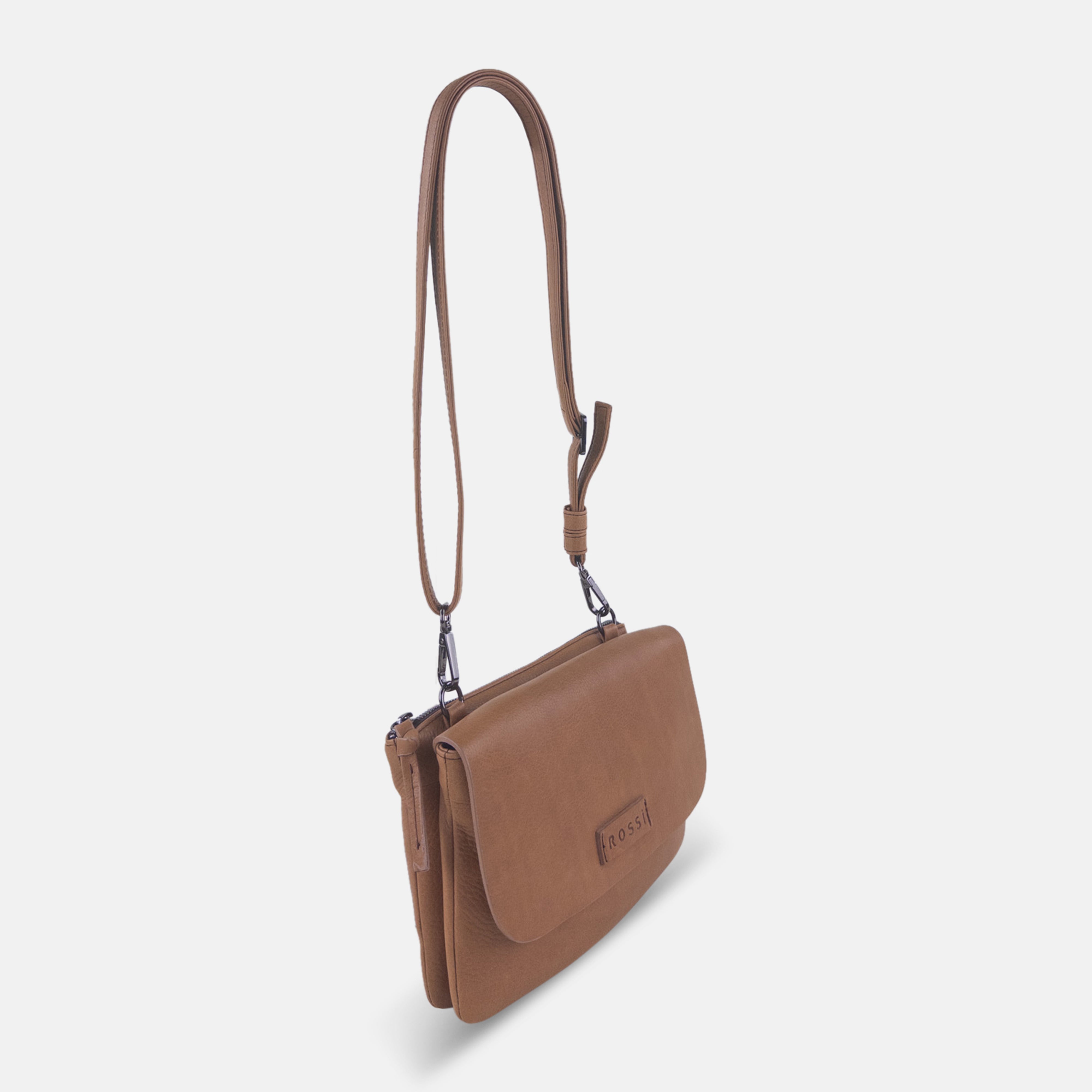 Rossi Small Dual Compartment Crossbody in Tan - Big Bag NY