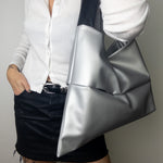 Acrylic Silver Asymmetrical Tote - Big Bag NY