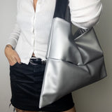 Acrylic Silver Asymmetrical Tote - Big Bag NY