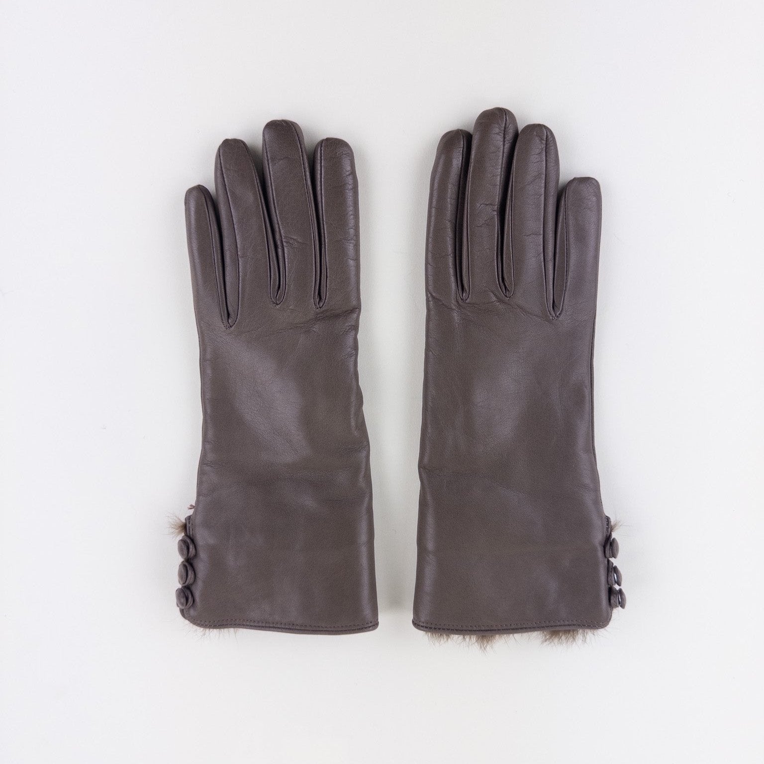 Gala 3 Button Leather Gloves with Cashmere Lining in Taupe - Big Bag NY