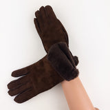 Gala Shearling Glove Suede Finish in Cappuccino - Big Bag NY