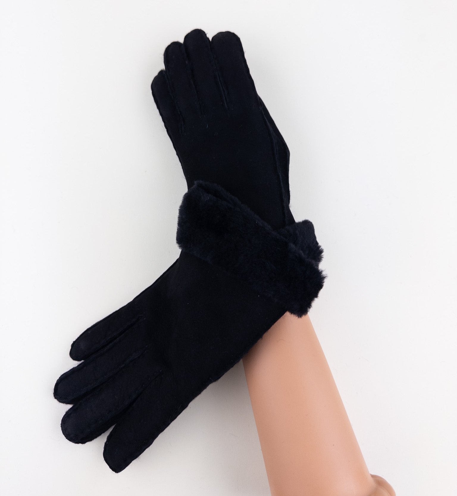 Gala Shearling Glove Suede Finish in Black - Big Bag NY