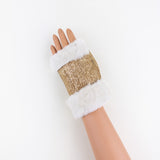 Gala Metallic Fingerless Shearling Glove in Gold- Big Bag NY