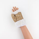 Gala Metallic Fingerless Shearling Glove in Gold - Big Bag NY