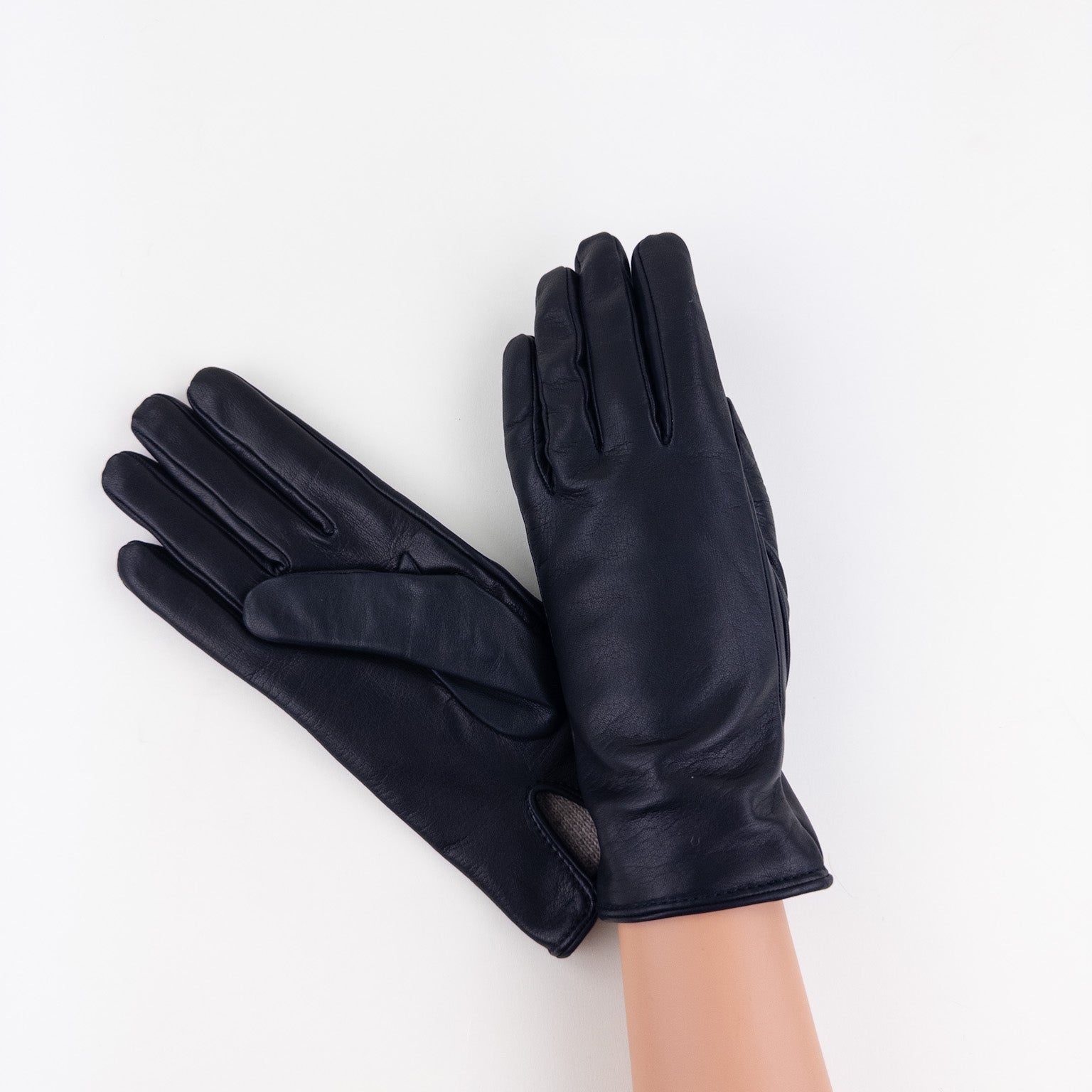 Gala Basic Soft Leather Gloves with Cashmere Lining in Black - Big Bag NY