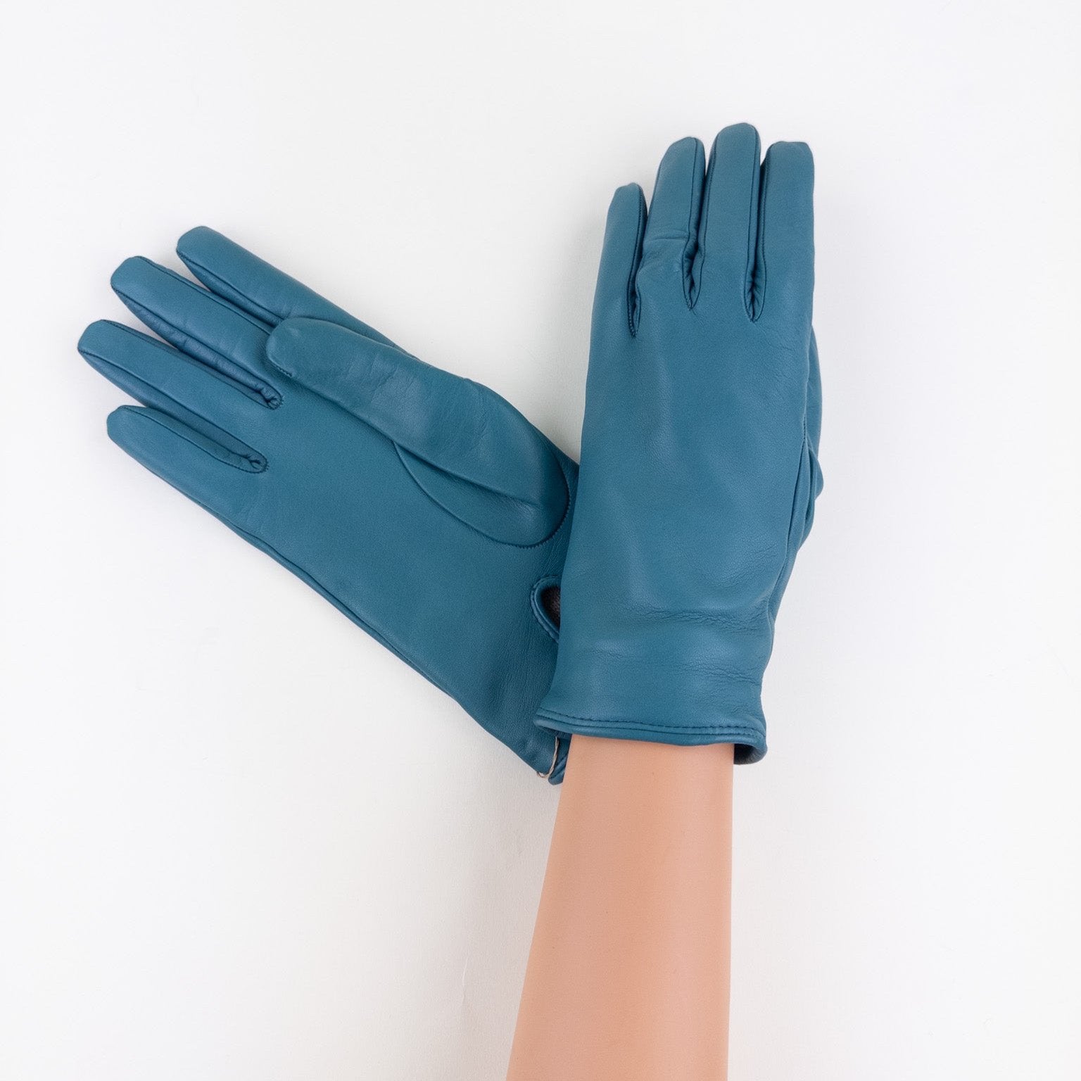 Gala Basic Soft Leather Gloves with Cashmere Lining in Petrol - Big Bag NY