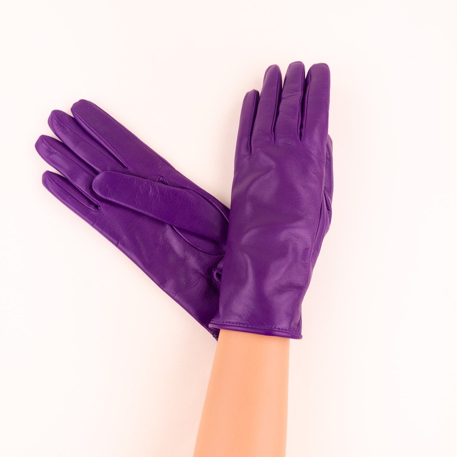 Gala Basic Soft Leather Gloves with Cashmere Lining in Crimson - Big Bag NY