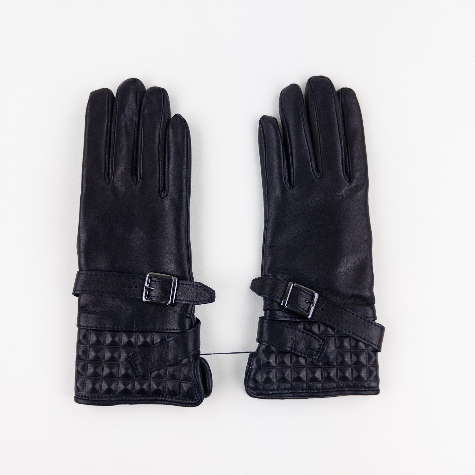 Artigiano Del Guanto Studded Leather Glove with Buckle in Black - Big Bag NY