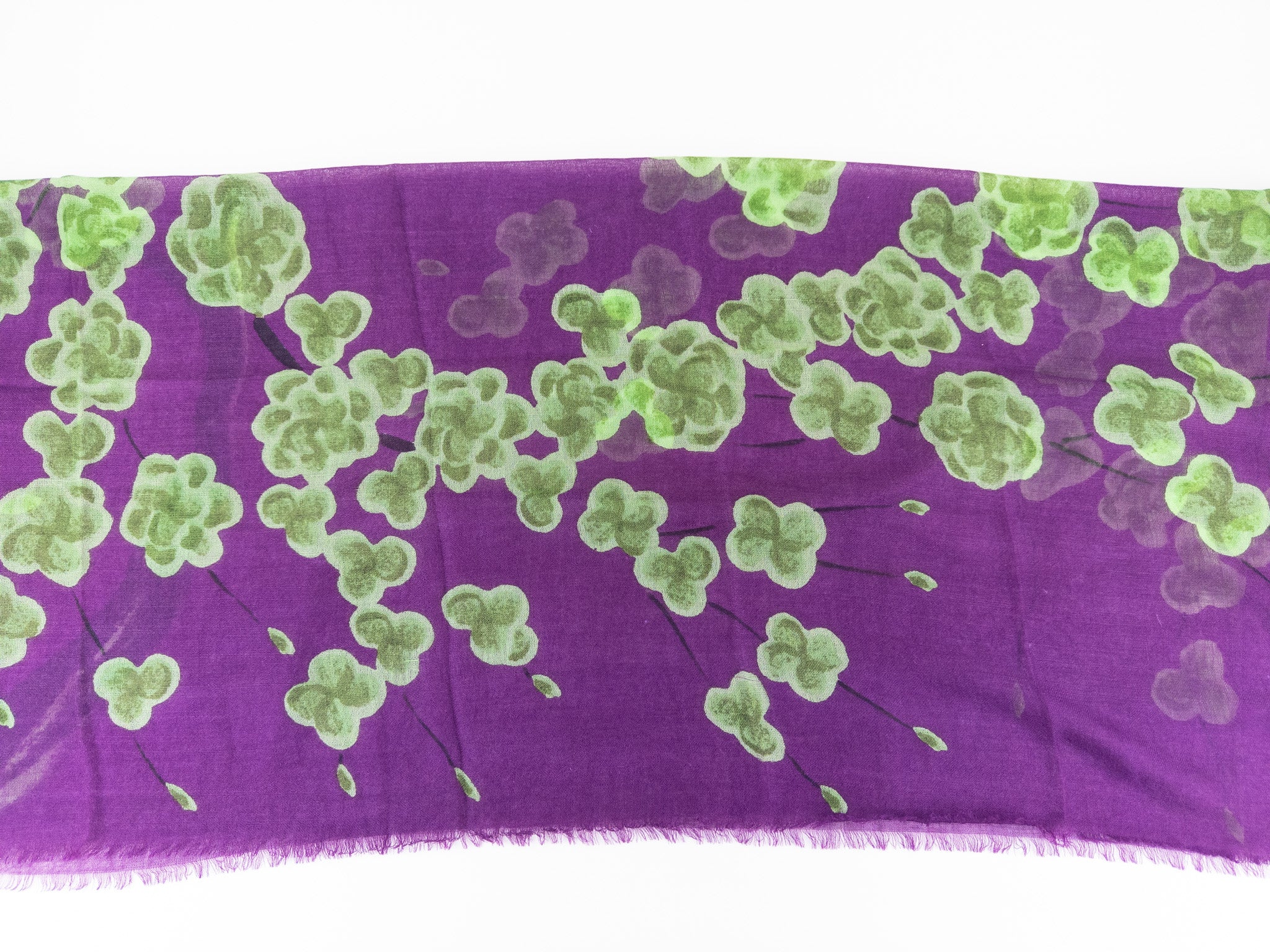 Jitni Floral Cashmere Scarf in Purple/Green - Big Bag NY